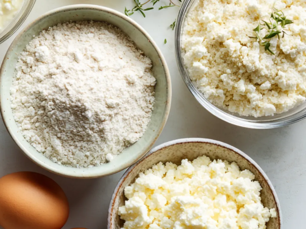 Cottage cheese flatbread ingredients neatly arranged