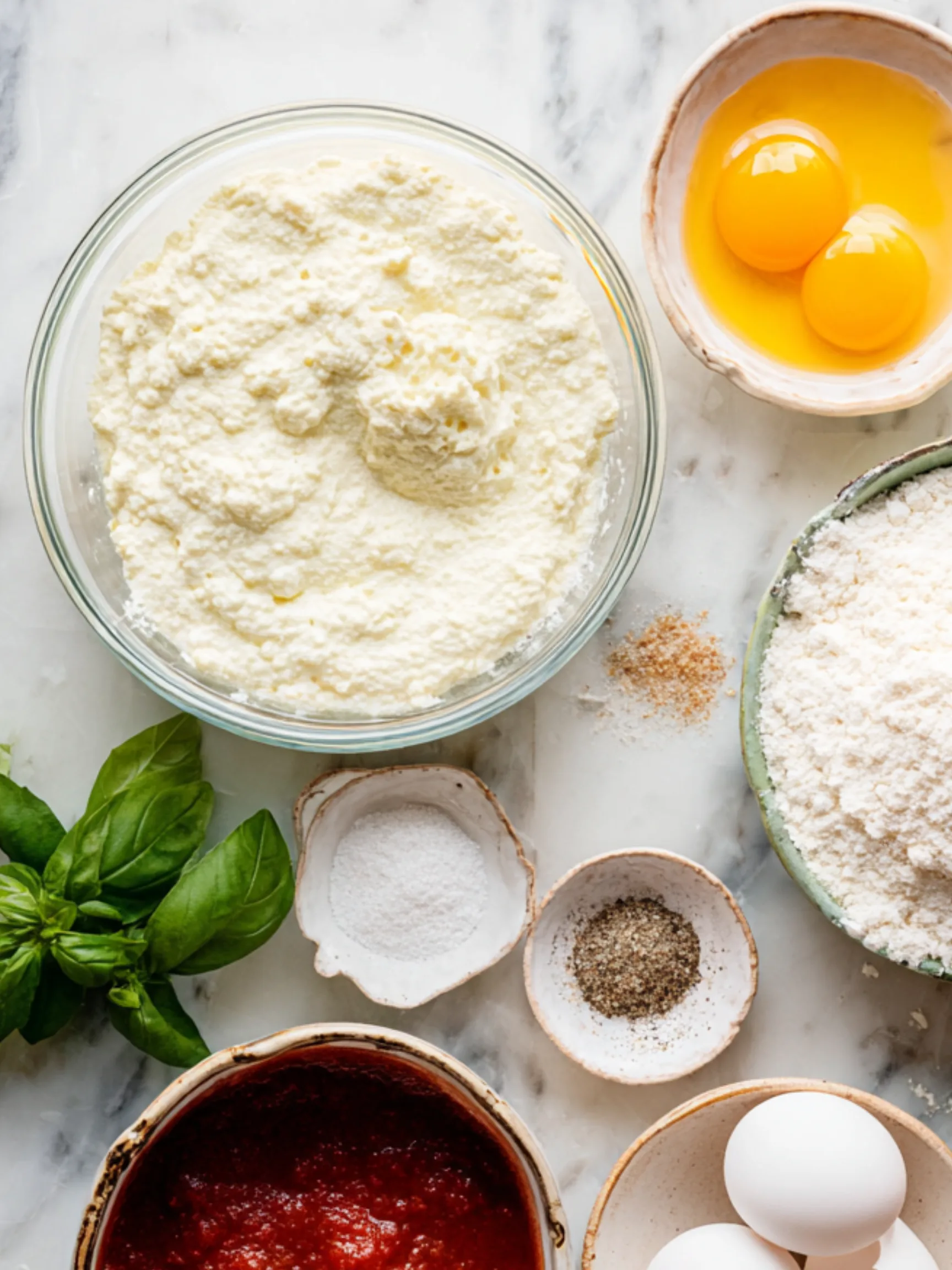 Cottage cheese gnudi ingredients measured out