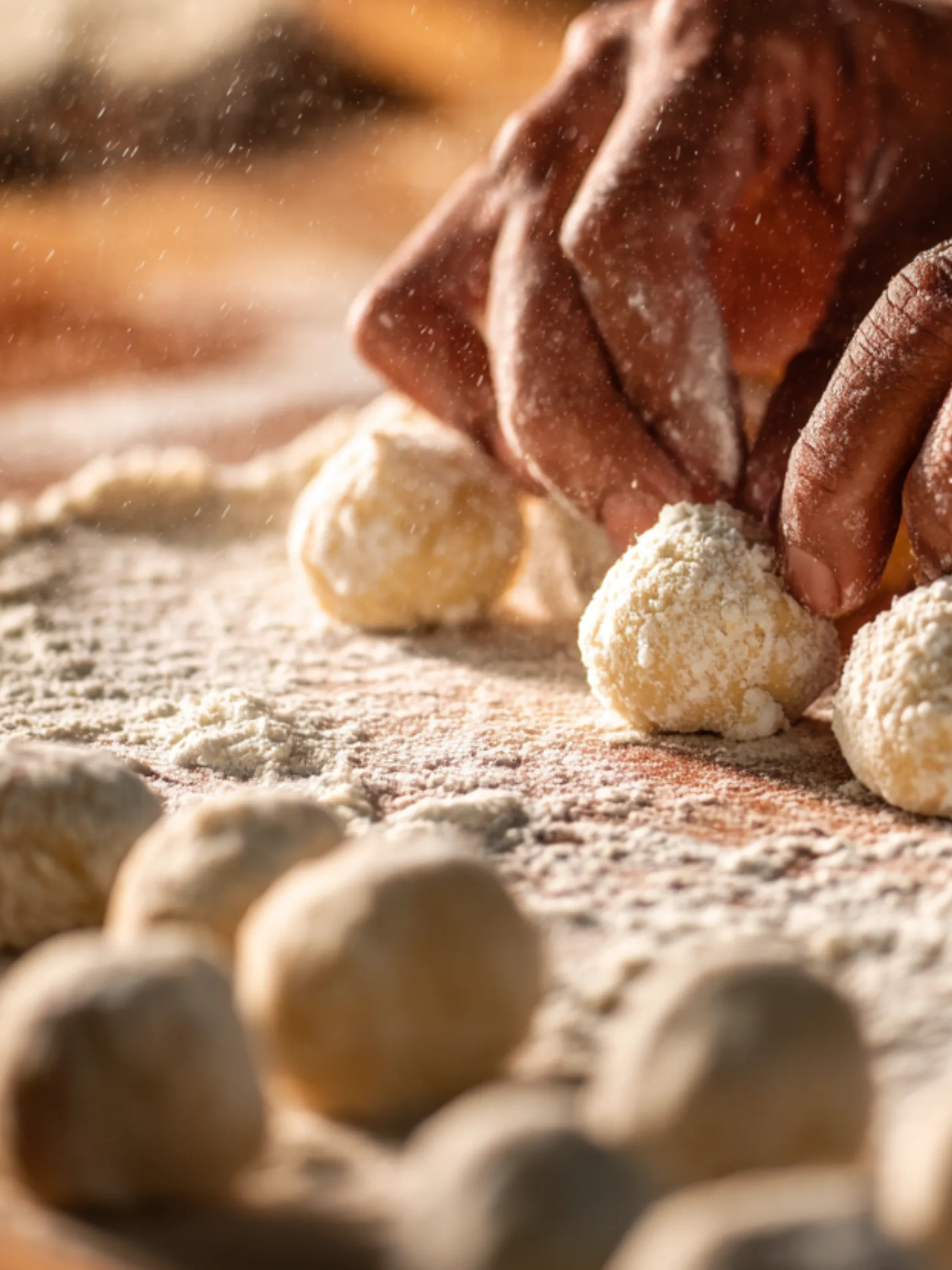 Rolling cottage cheese gnudi dough