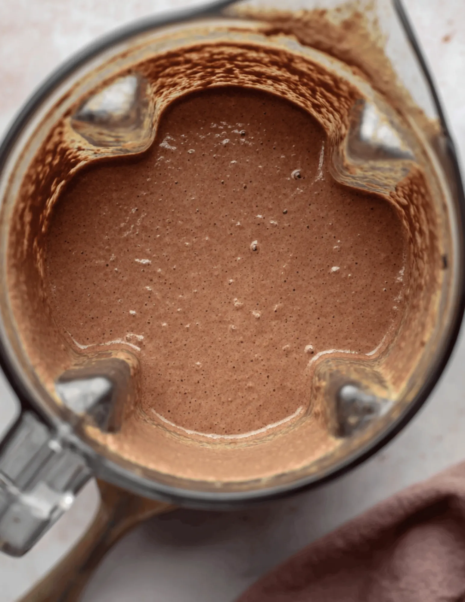  Blended chocolate pancake batter in blender