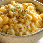 Cottage cheese mac and cheese in bowl