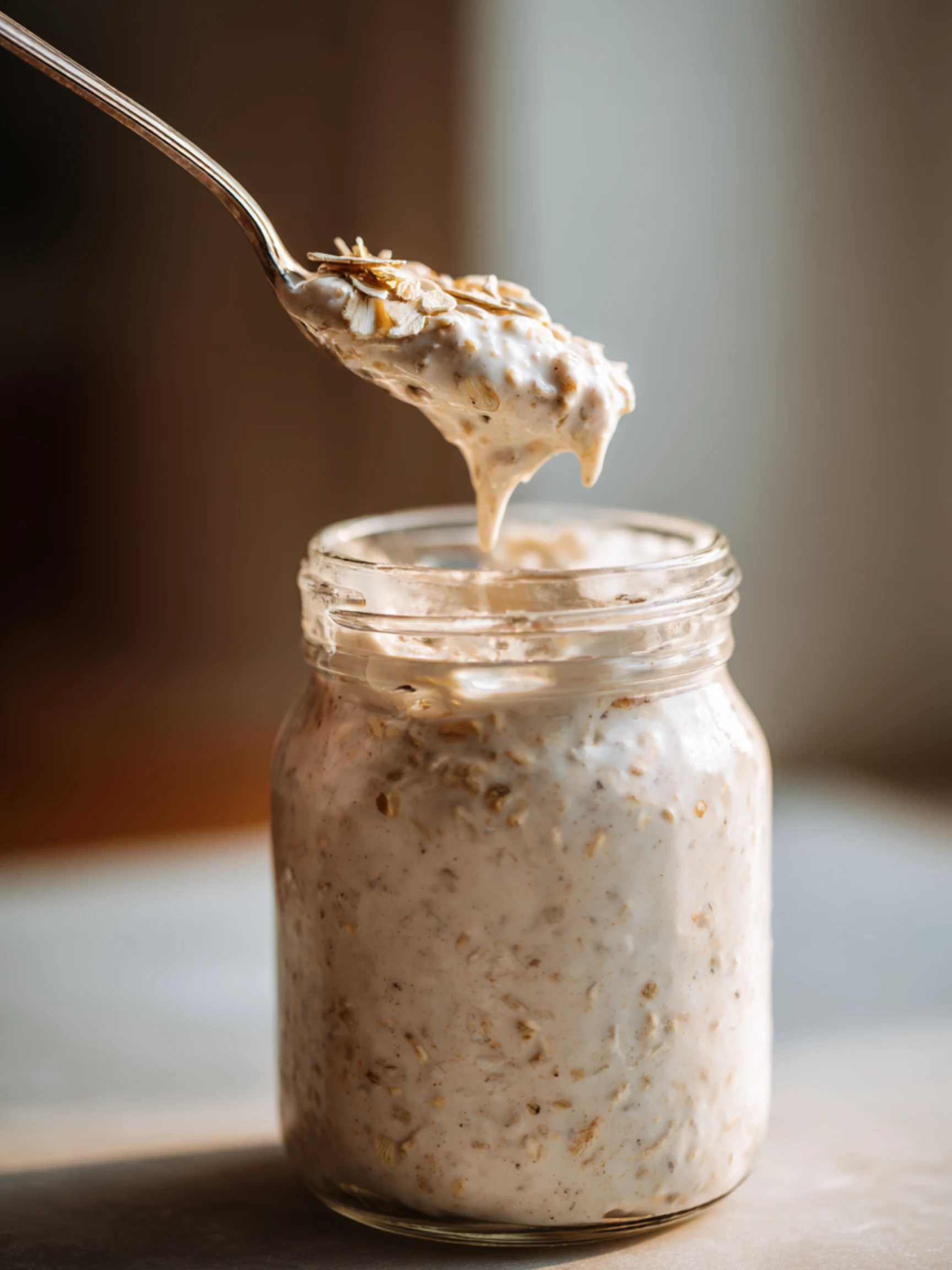 Cottage cheese and milk blended to a smooth base in a clear blender cup