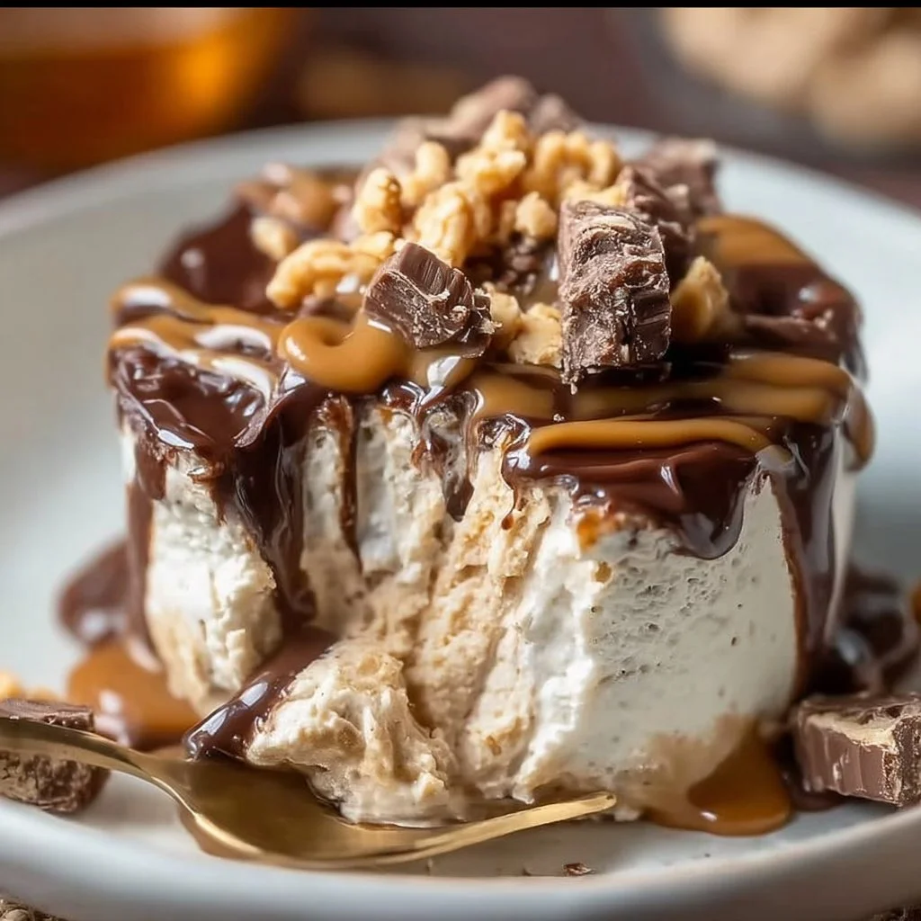 Delicious peanut butter cup cottage cheese mousse served in a glass.