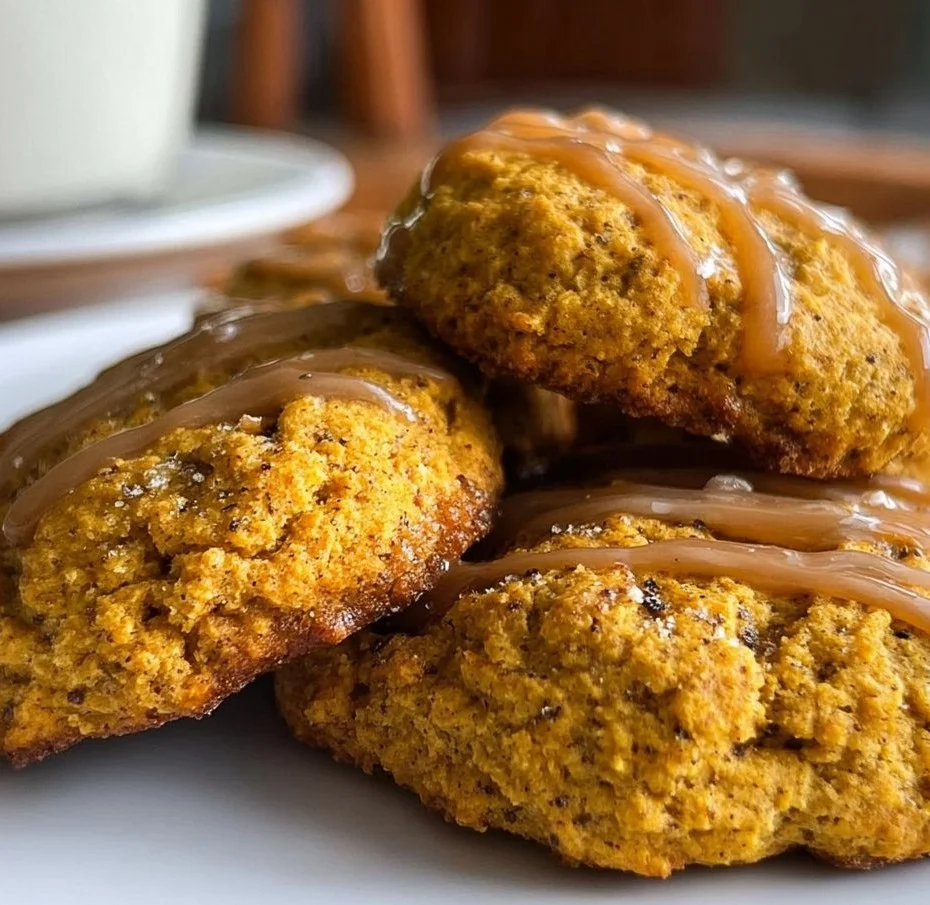Delicious gluten-free pumpkin cookies on a rustic wooden table
