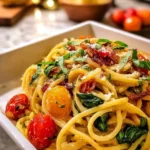 Delicious Garlic Basil Pasta served with fresh basil and garlic sauce