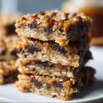Delicious 4-ingredient banana oat bars on a wooden cutting board