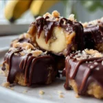 Frozen chocolate peanut butter banana bites served in a bowl